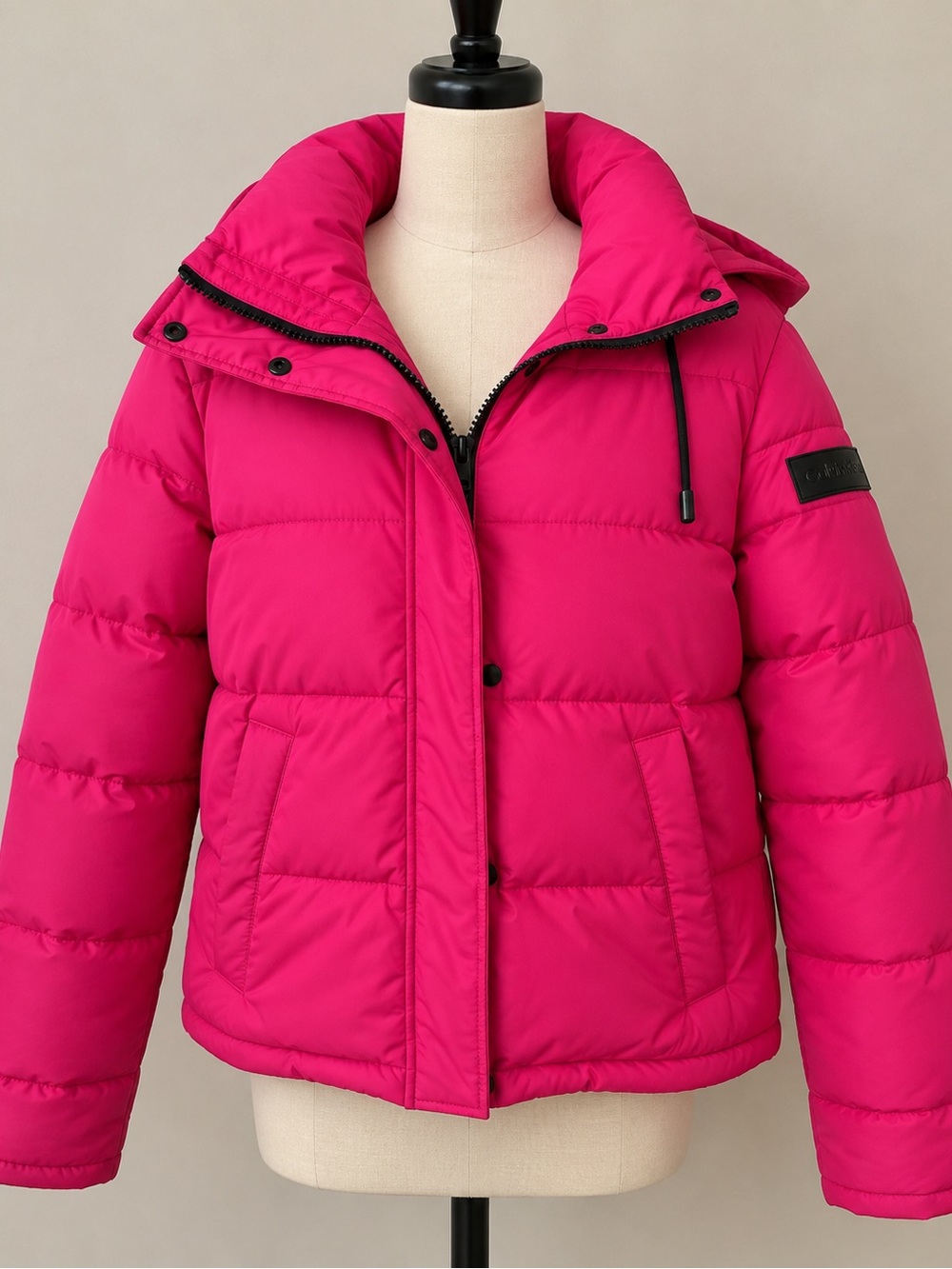 Calvin Klein Hot Pink Quilted Hooded Puffer Jacket